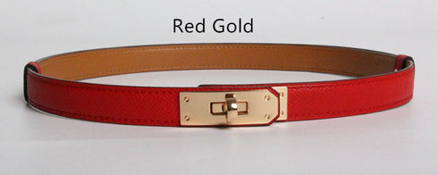 High Quality Women Real Leather 1.8cm Width Belts Golden - ROUTINE FASHION